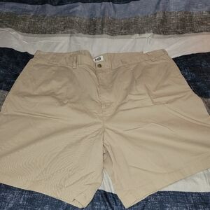 Harbor Bay Pleated Waist-Relaxer Khaki Shorts- Men's Big & Tall Size 54 NWT
